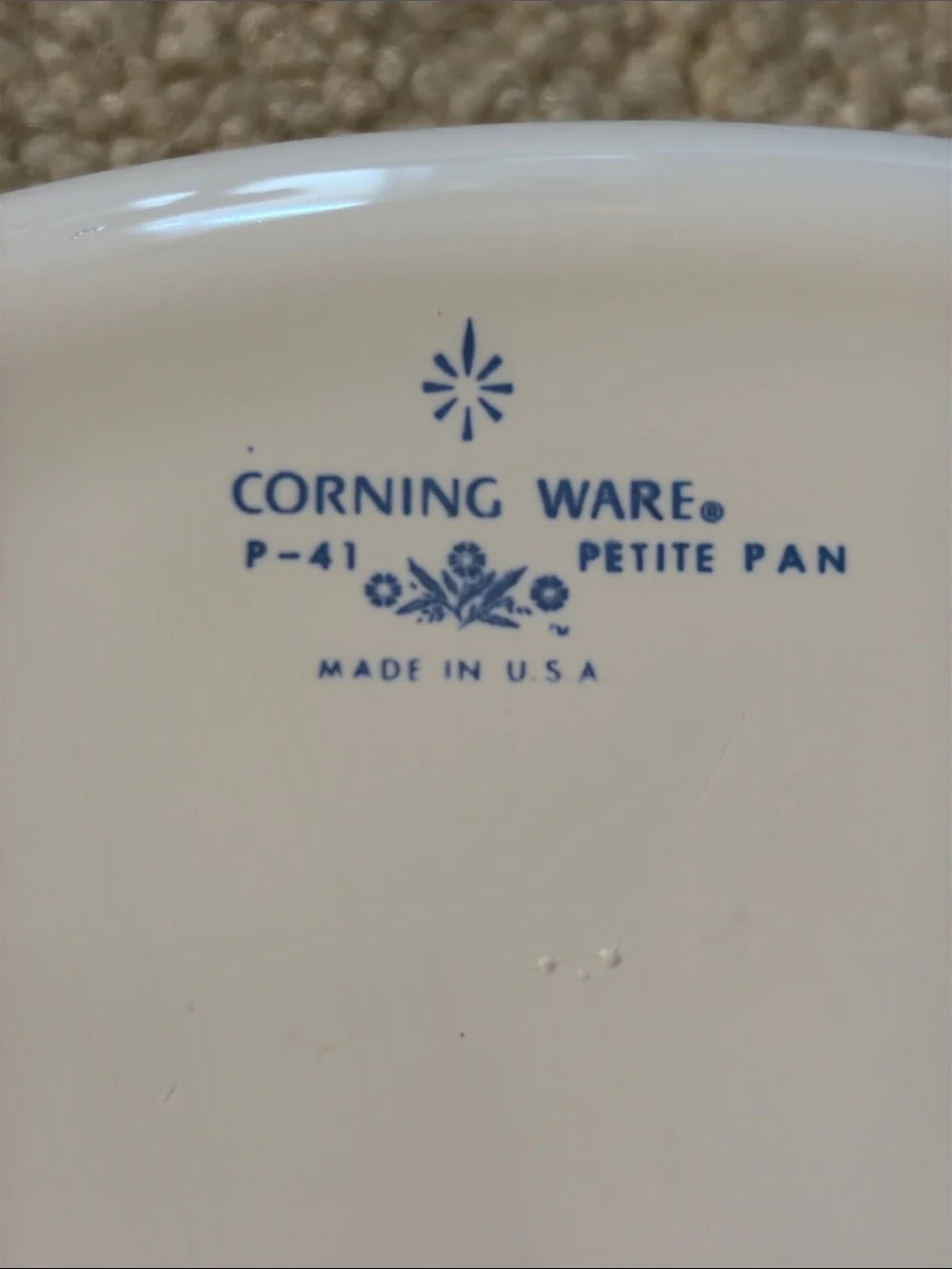 Set of 4 Vintage Corning Ware Cornflower Blue & White Pattern Petite Pan P-41
